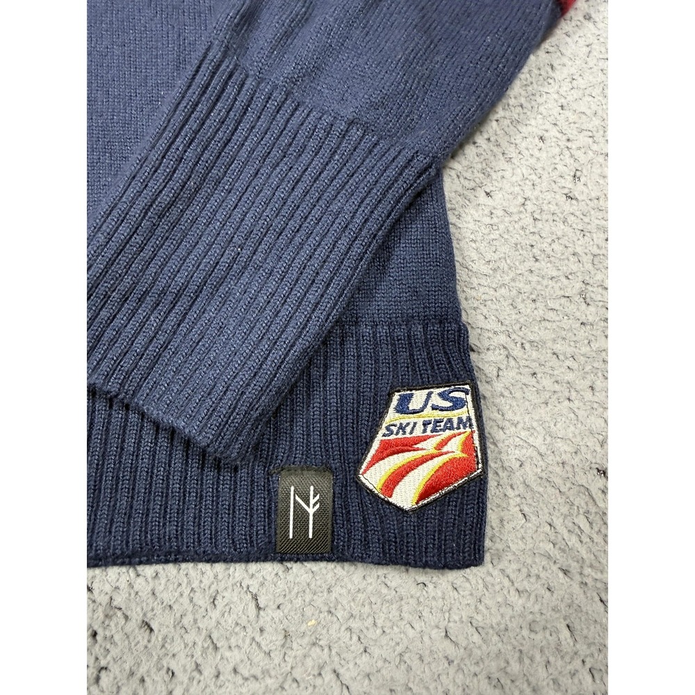 US Ski Team Sweater Womens Large Blue‎ Alpine Skiing Neve Merino Wool Full Zip - Picture 2 of 9